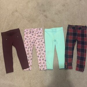 Janie and Jack Kids Leggings Set - Brown, Pink, Aqua, Plaid